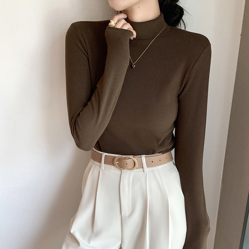 Women’s Half Turtleneck Double-Sided Dralon Bottoming Shirt for Spring & Autumn