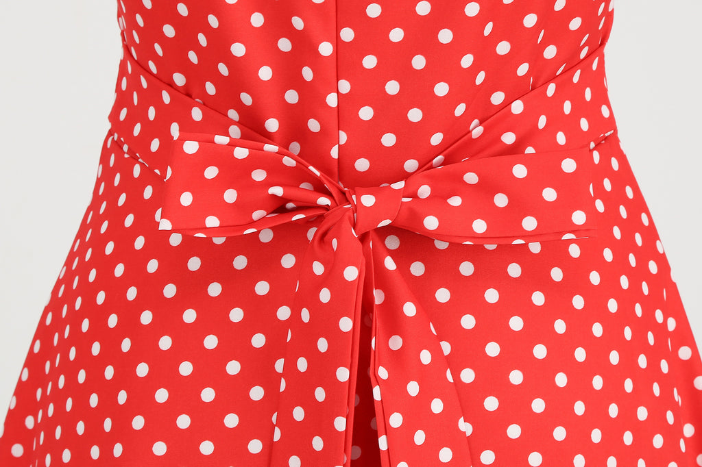 Robe Swing Imprimée Rétro Sexy Moulante à Col Halter et Poitrine Enveloppante