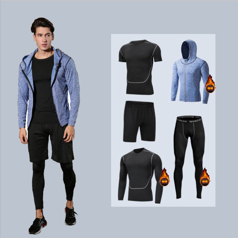 Ensemble Sport Homme Séchage Rapide à Capuche Manches Longues Pantalon Neuf Points Fitness Course à Pied
