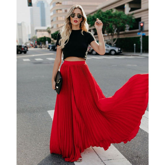 Women’s High Waist Casual Long Skirt in Multiple Colors S-XL