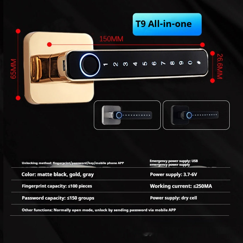 Serrure intelligente à empreintes digitales et mot de passe pour porte de chambre en bois