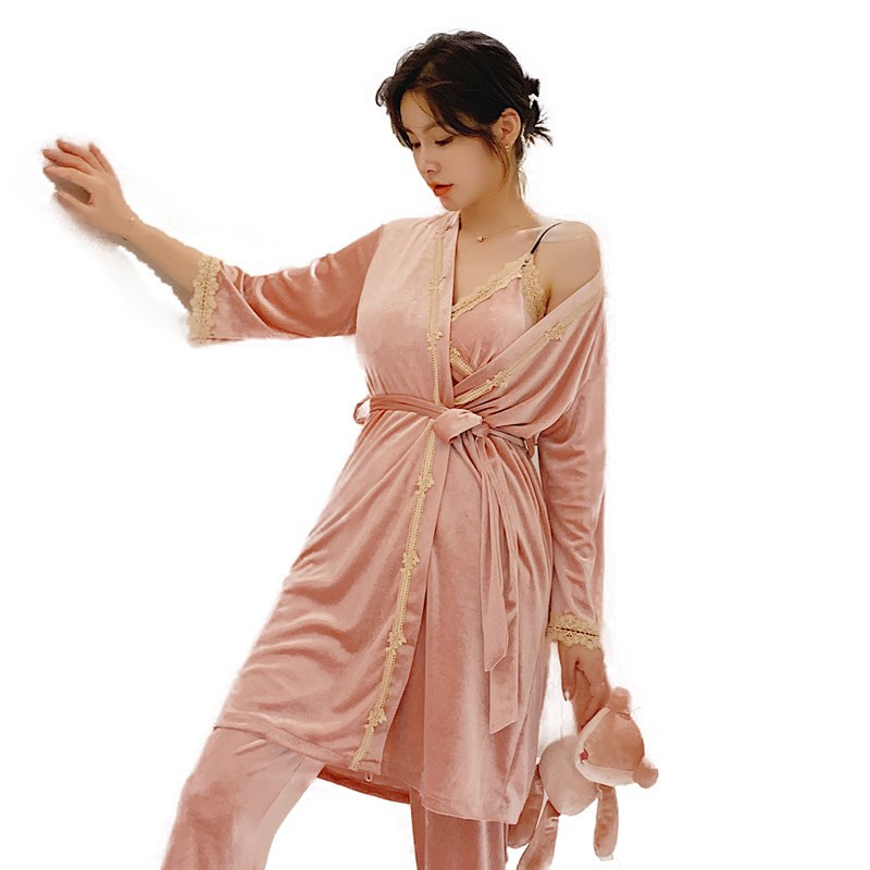 Sexy Suspender Pajamas in Korean Golden Velvet for Winter