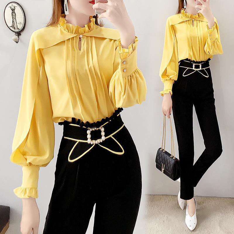 Two-Piece Women's Cotton Shirt with Beading in Light Mature Style
