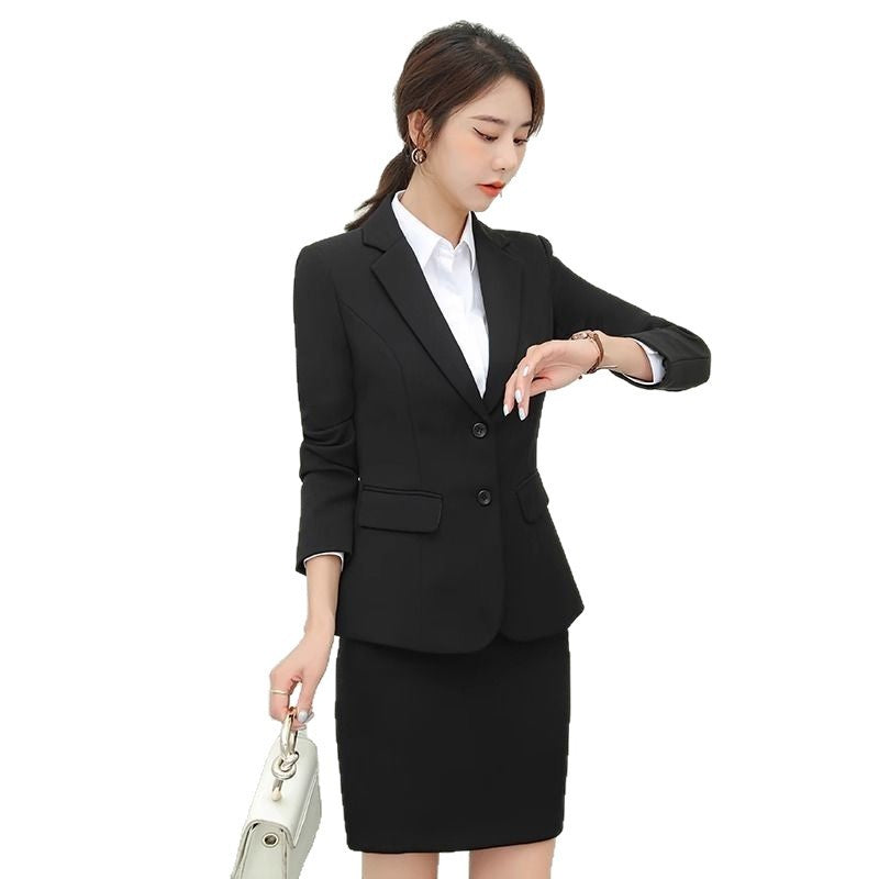 Ensemble tailleur-pantalon de costume d'affaires en polyester noir pour femme