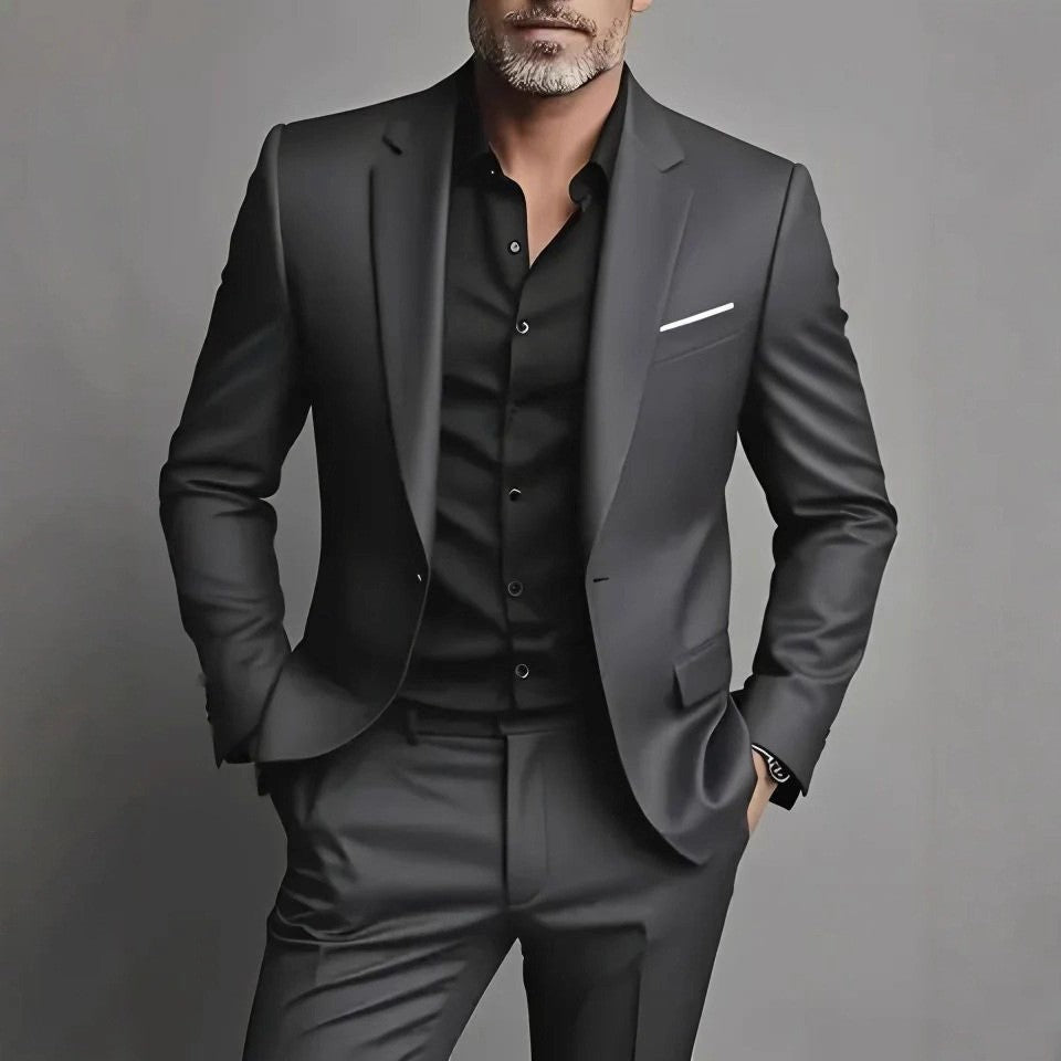 Men's Slim Fit Casual Two-Piece Suit Set