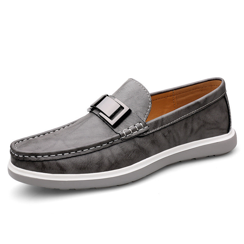 Men's Casual Spring Low-Top Slip-On Flats in Black, Gray & Brown