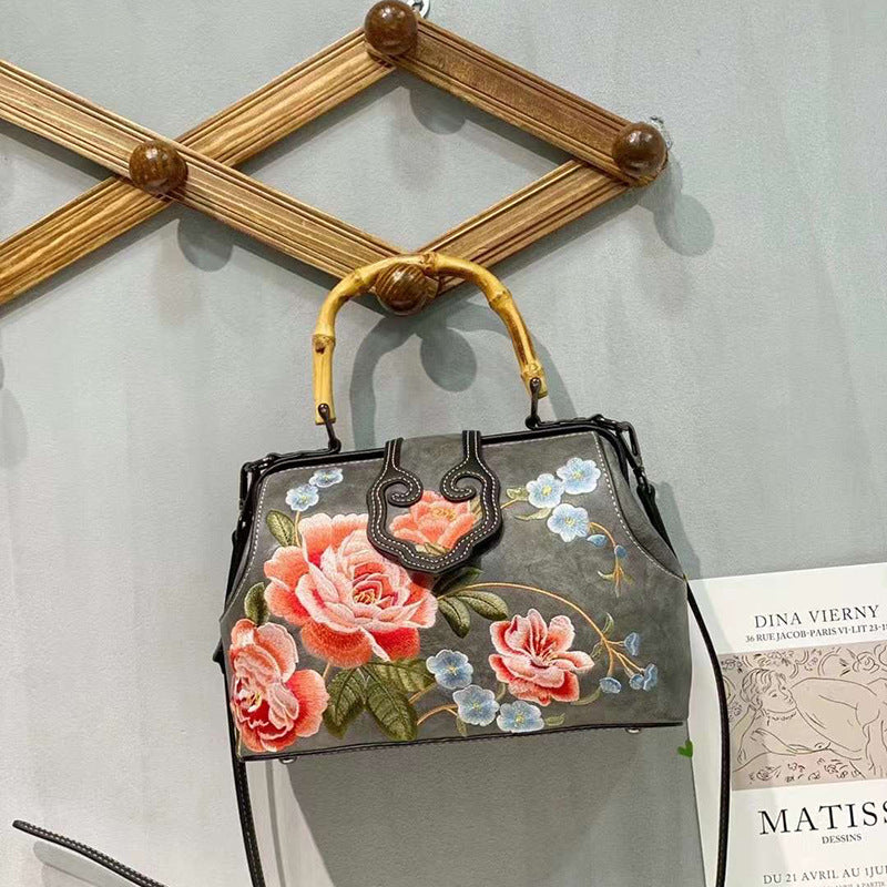 Sac à main carré moyen brodé Hanfu Cheongsam en coton et lin, style Tang