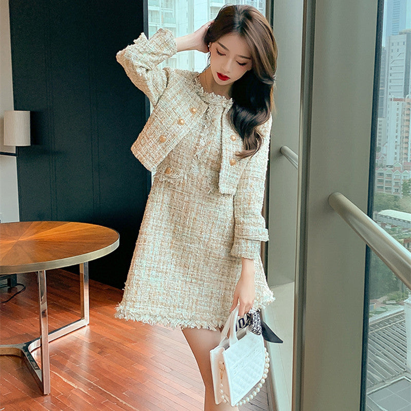 Fashion Two-Piece Coat, Vest & Dress Set