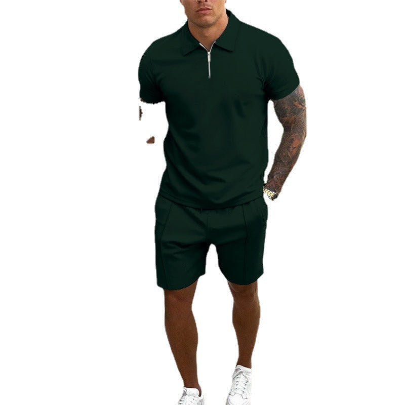 Men's Casual Two-Piece Short Sleeve Shirt & Shorts Set