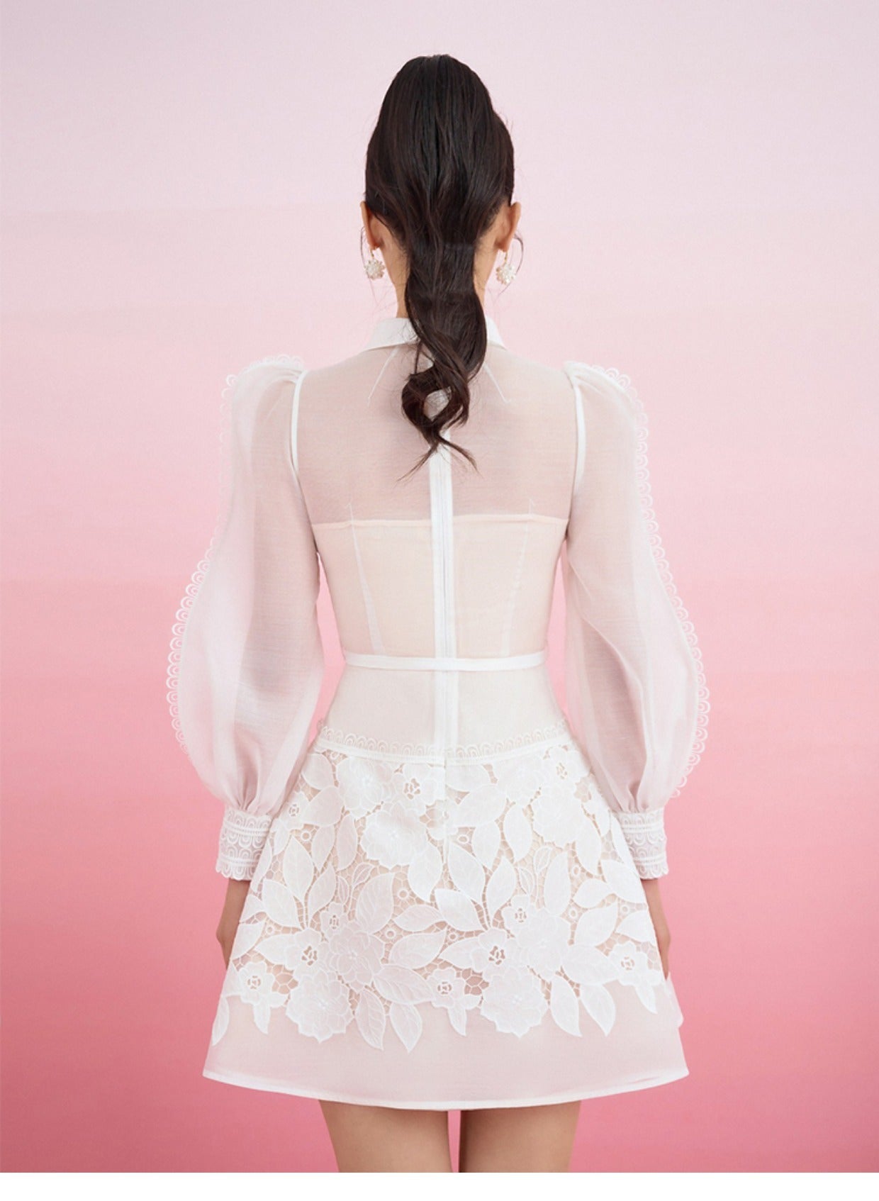 Embroidered Floral Jumpsuit Short A-line Skirt