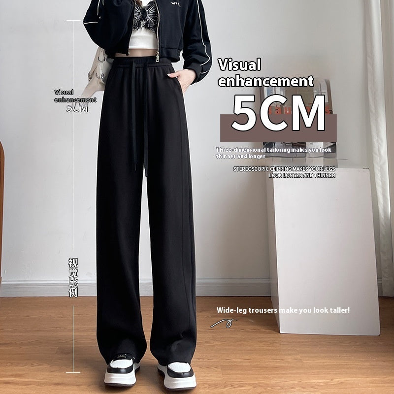 Pantalon d'exercice en coton à taille haute et coupe droite
