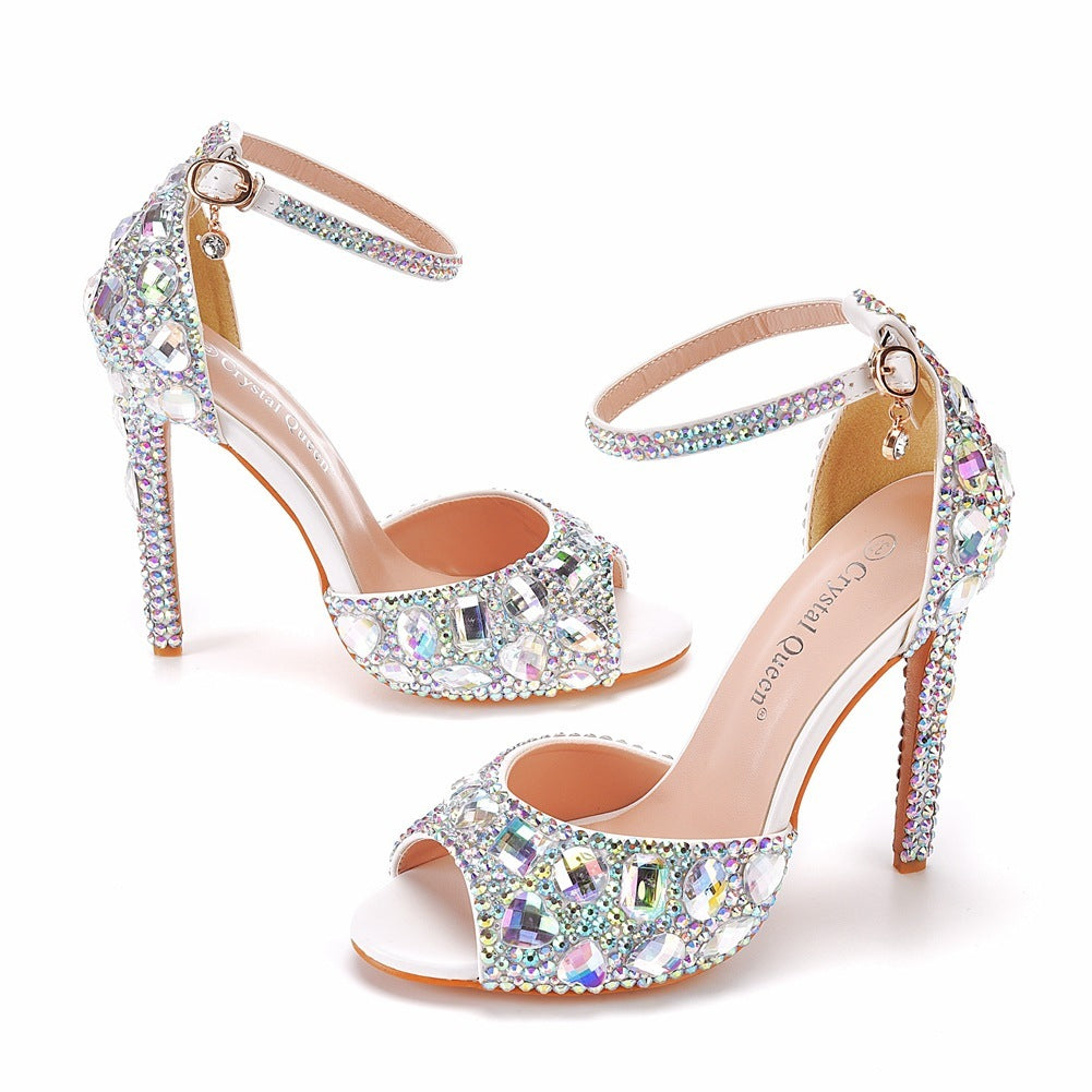 Sandales à talons hauts peep-toe avec bride et bout ouvert, grande taille 35-46