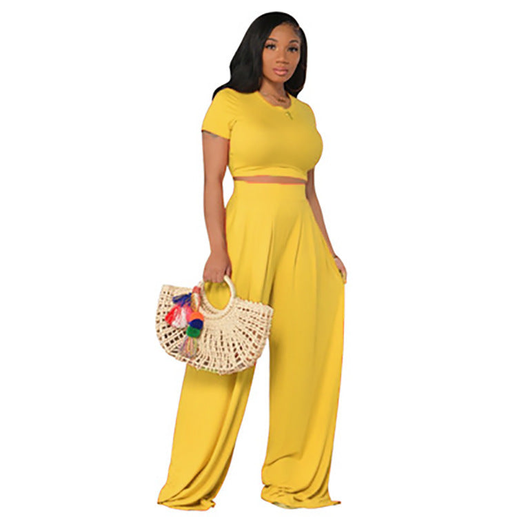Casual Wide Leg Two-Piece Set for Women