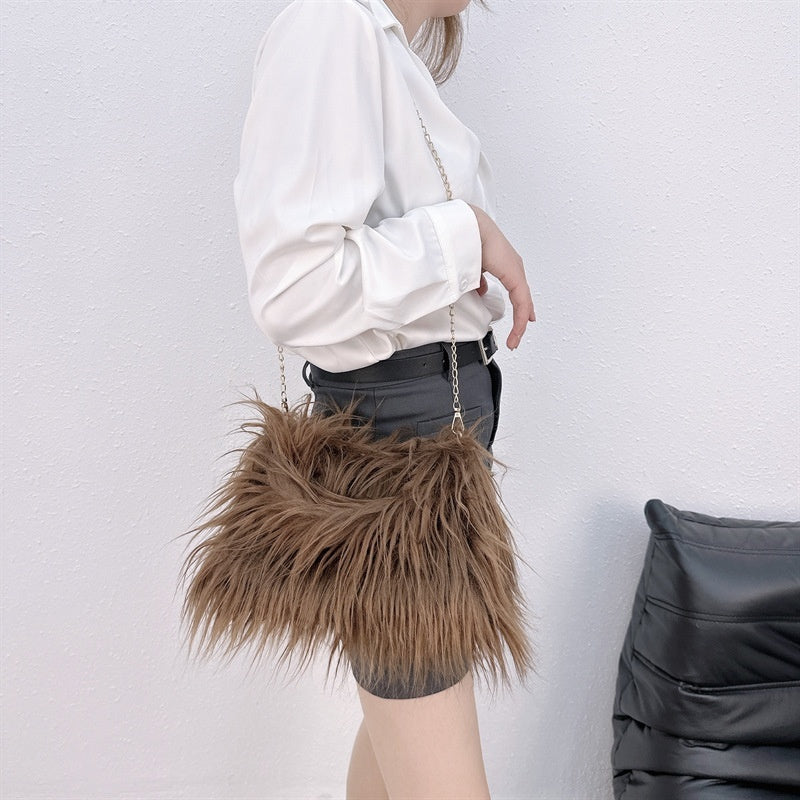 Cross-border NImitated Tibet Sheep Fur Square Bag
