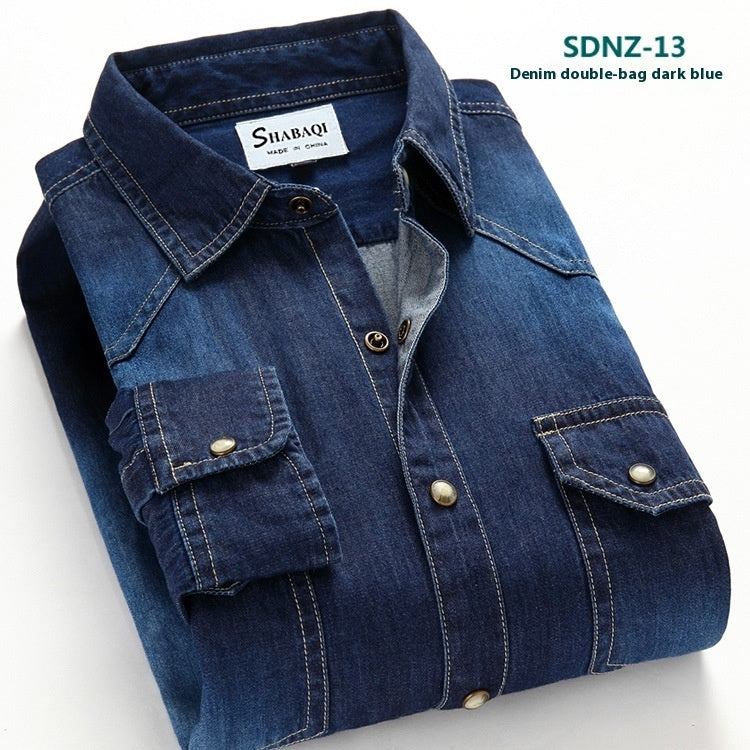 Chemise en jean de coton à manches longues pour homme
