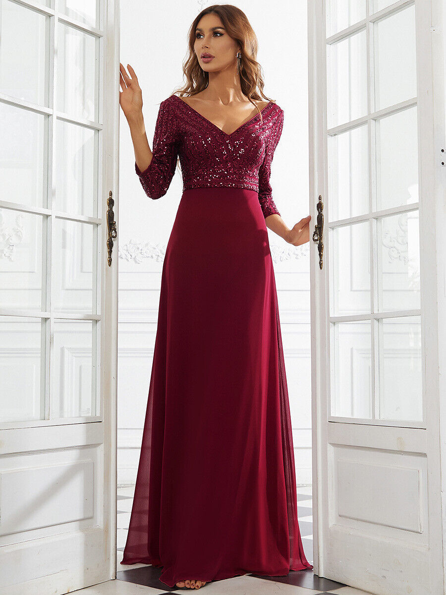Large Sequin Stitching Evening Dress Sleeveless A-Line