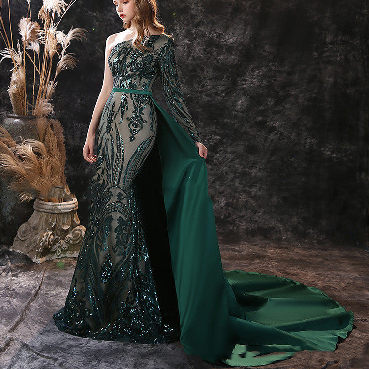 Women's Simple Fashion Green Sequin Dress