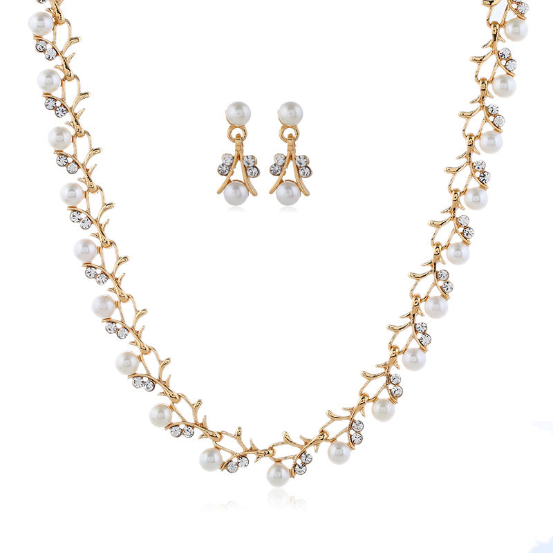 Parure de bijoux collier pendentif perle en argent plaqué or