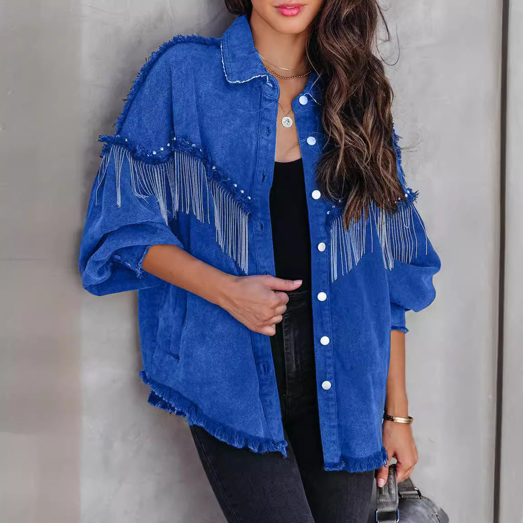 Heavy Industry Chain Rivet Single-Breasted Street Fashion Coat