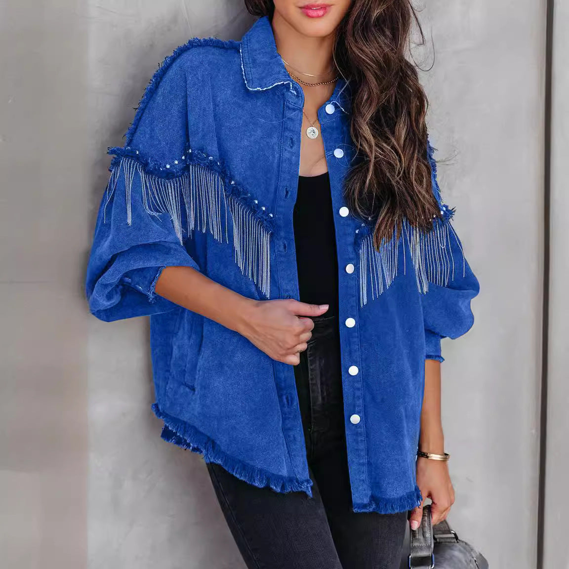 Heavy Industry Chain Rivet Single-Breasted Street Fashion Coat