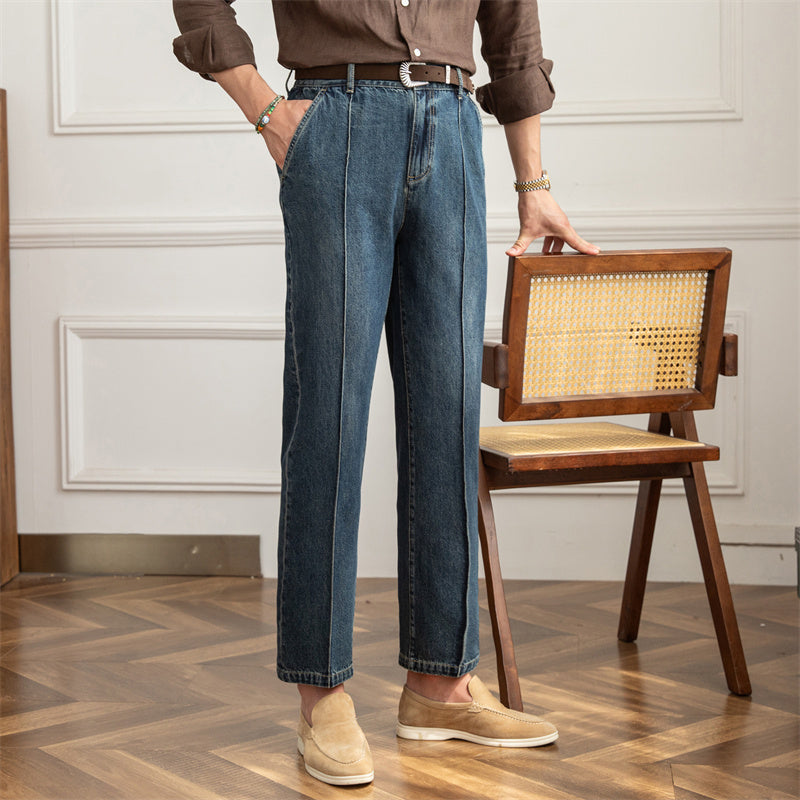 Vintage Blue Denim Straight Leg Lounge Pants Thin & Breathable