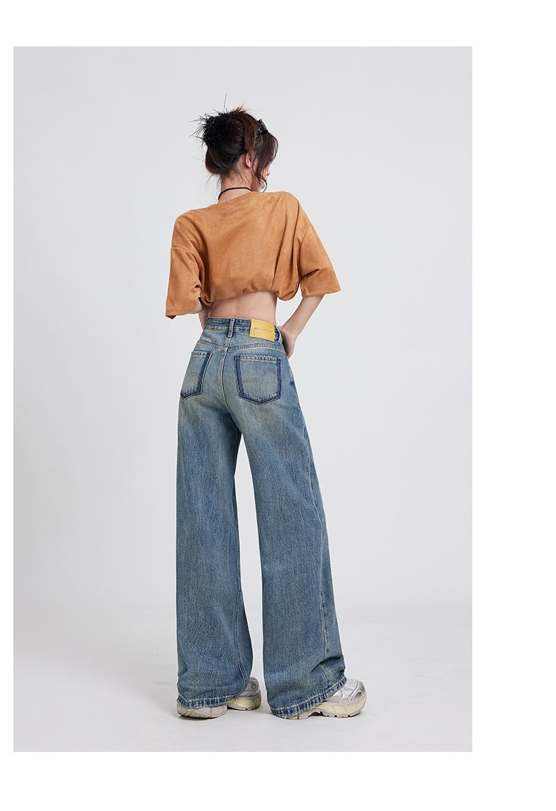 Women's High Waist Wide Leg Straight Baggy Jeans
