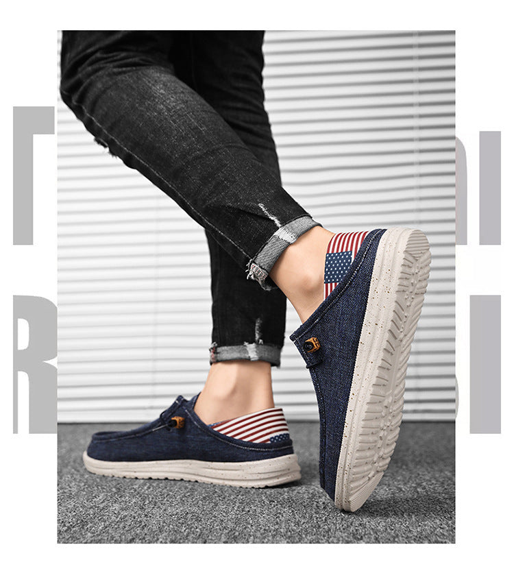 Men's Casual Canvas Shoes Mid Heel Black Blue Beige