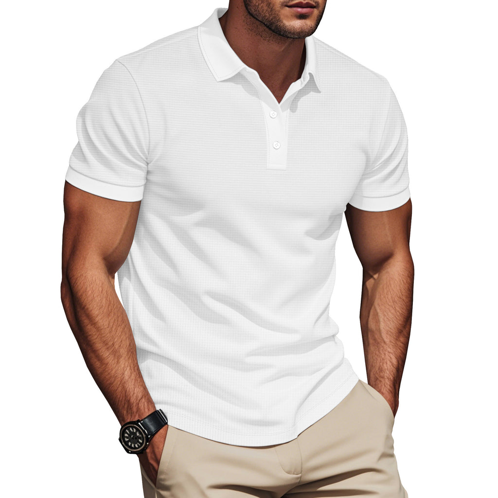 Plus Size Men’s Short Sleeve Pullover with Lapel Color Match