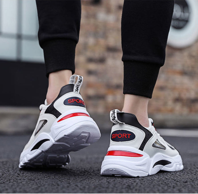 Men's White Non-Slip Sports Sneakers for Walking & Running