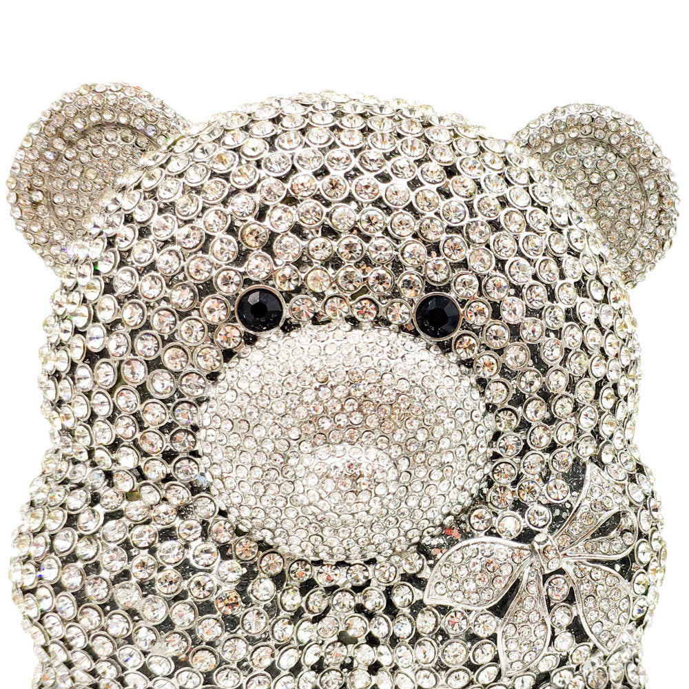Bear Rhinestone Diamond Party Clutch Evening Bag with Chain Handle