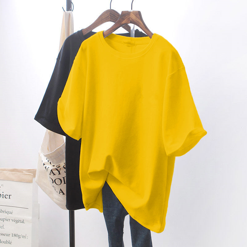 Design Sense Chic White Loose Short-Sleeve T-Shirt for Women