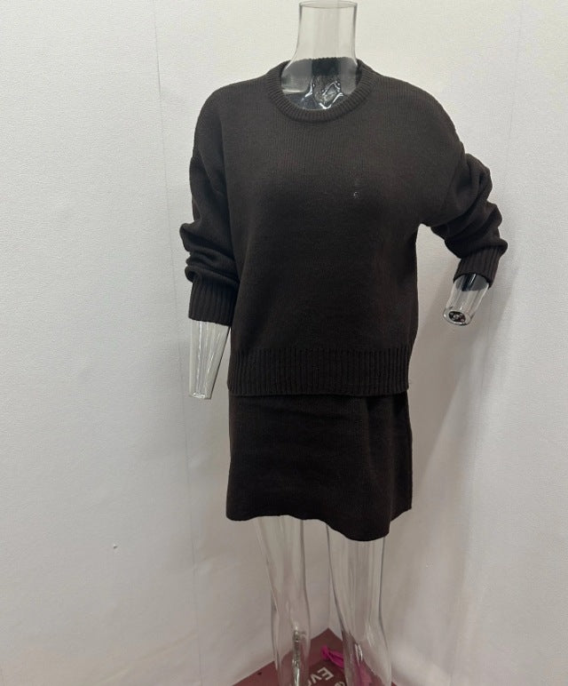 Women’s 2-Piece Knit Sweater Set Long Sleeve Pullover & High Waist Mini Skirt