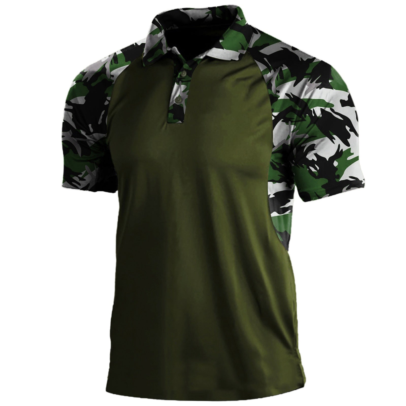 Men's Striped Polo Shirt Lapel Zipper Short Sleeve Polyester