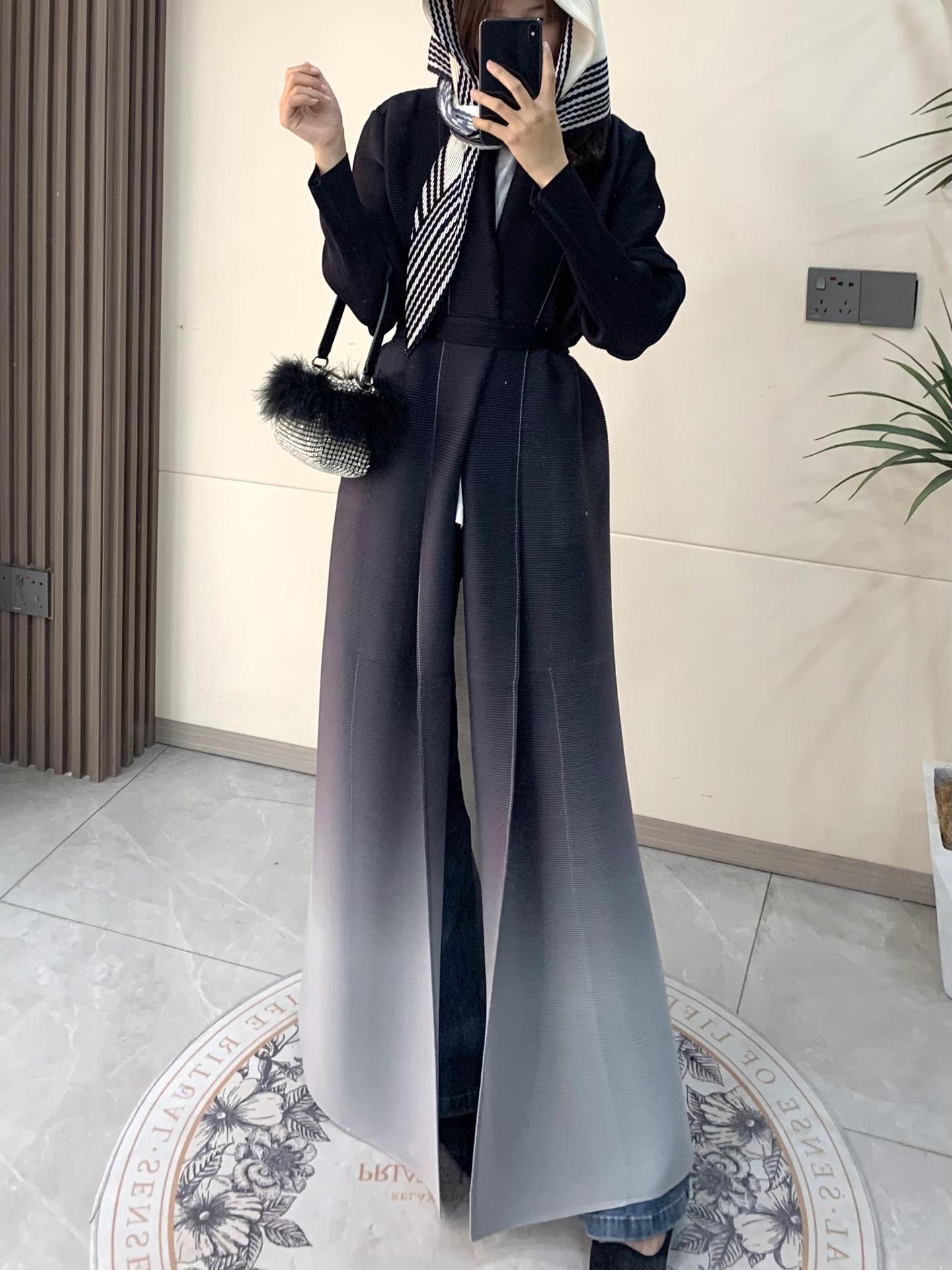 Pleated Print Fashionable All-match Lace-up Loose Arabian Abaya Robe