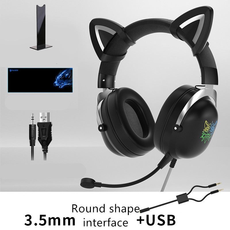 Head-Mounted Wired Gaming Headset with Microphone for PC