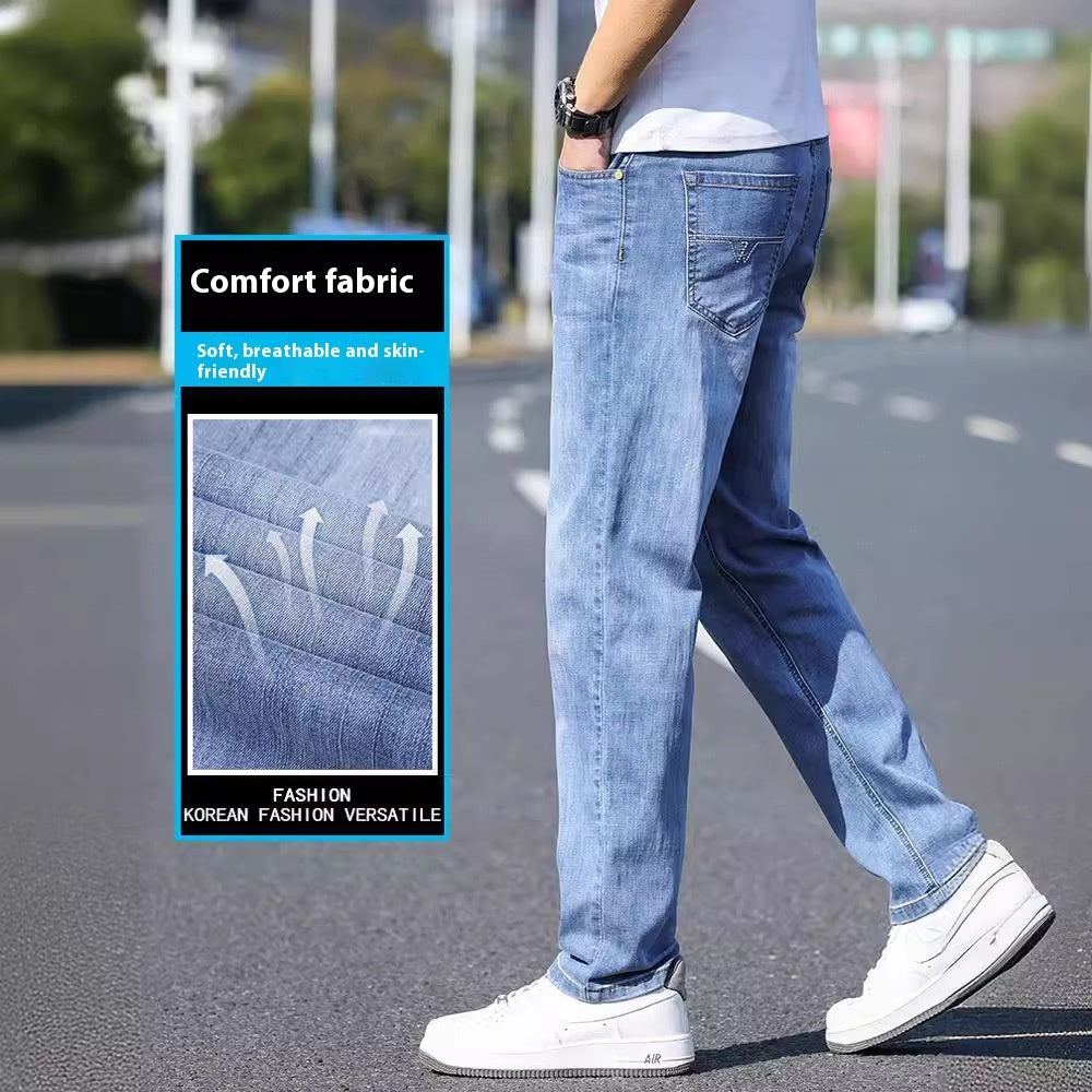 Thin Stretch Denim Tapered Business Casual Trousers