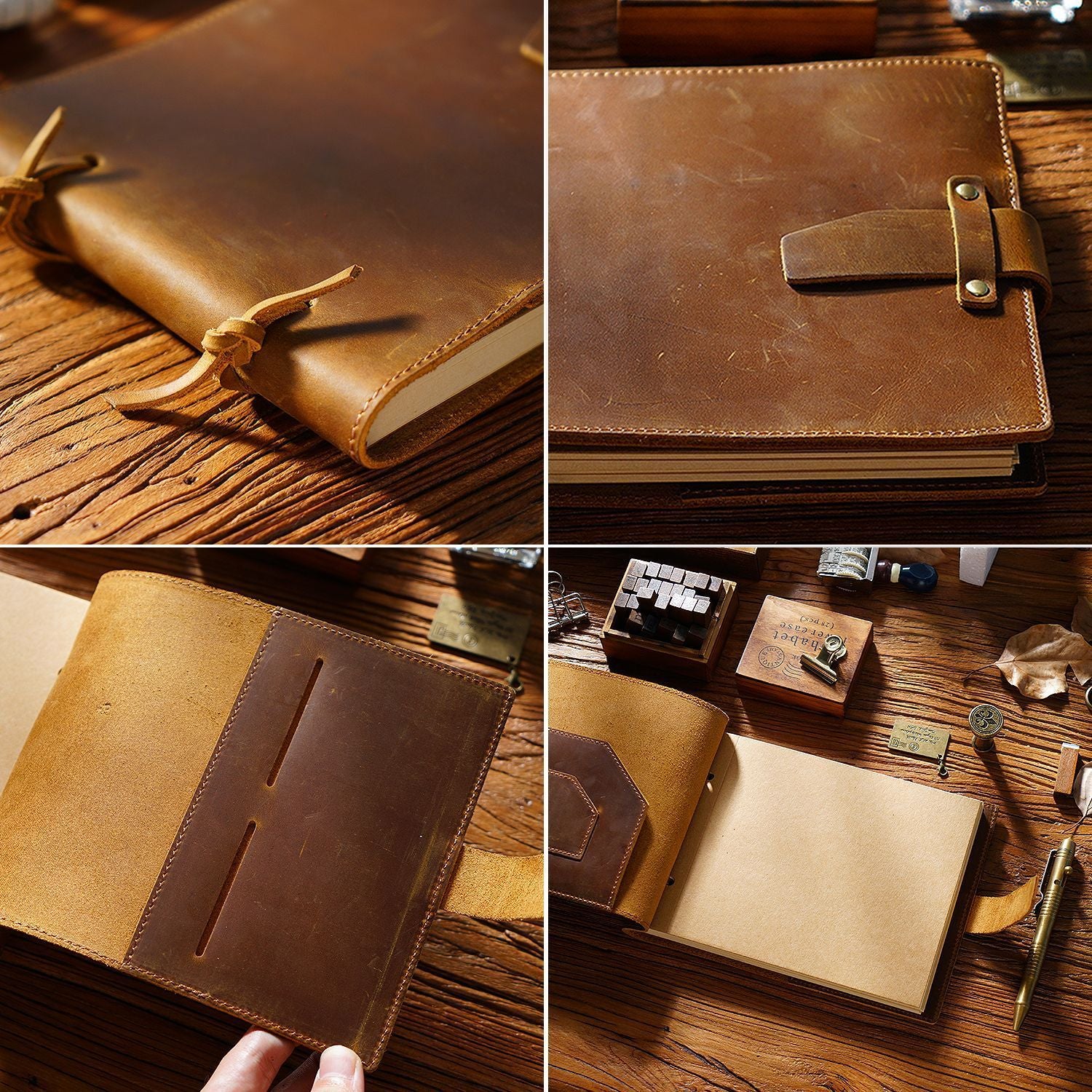 Vintage Handmade Genuine Leather Rope Notebook 215x160mm