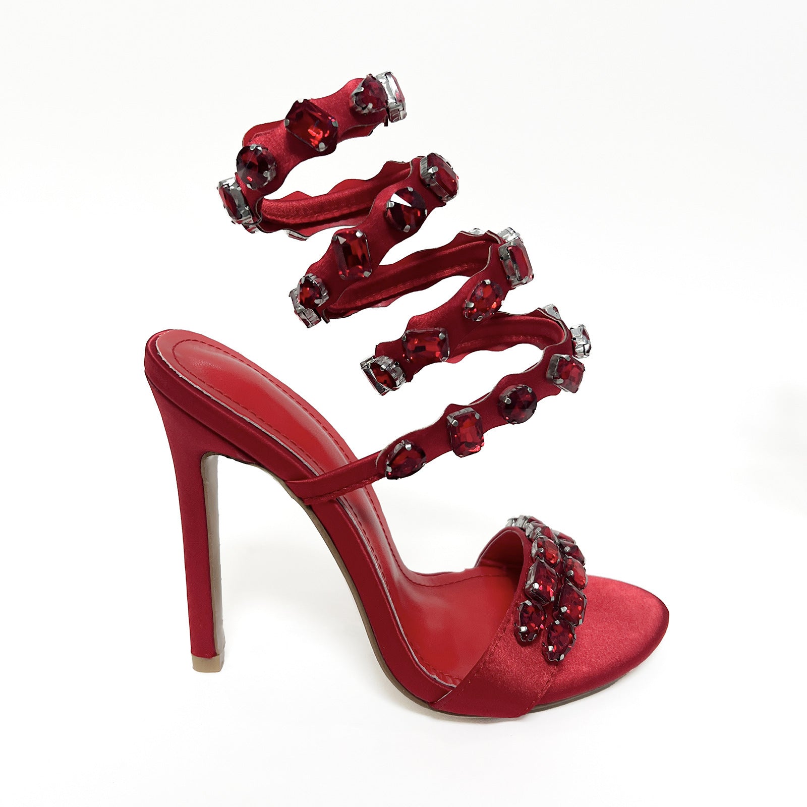 Sandales à talons aiguilles en satin noir et or avec strass, talon de 11 cm, bout carré, boucle d'été