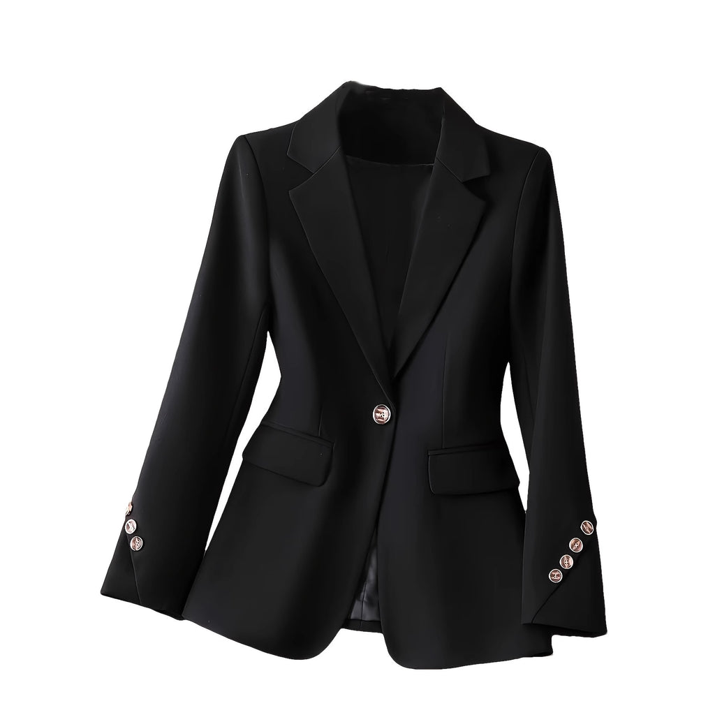 Veste de costume à manches longues pour femme avec boutons fantaisie