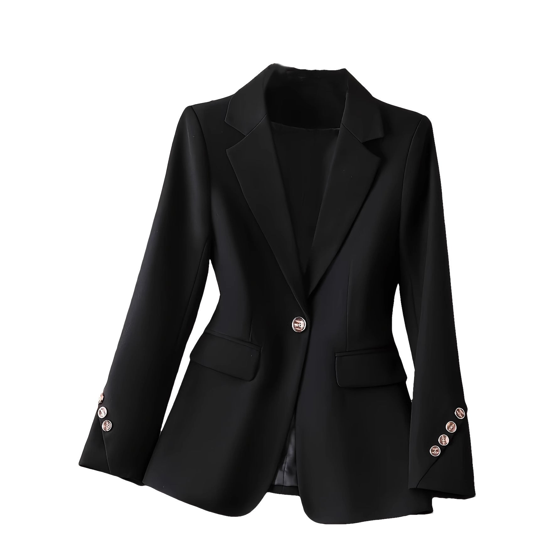 Women’s Long Sleeve Suit Jacket with Fashion Buttons