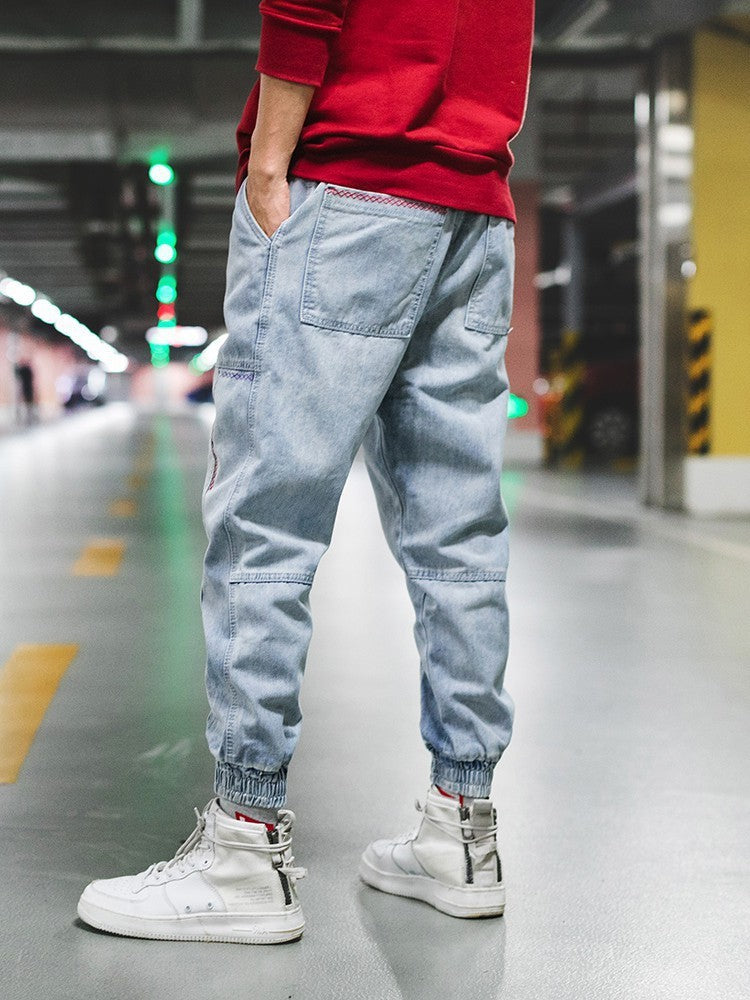 Hip-Hop Harlan Nine Points Jeans with Bound Feet