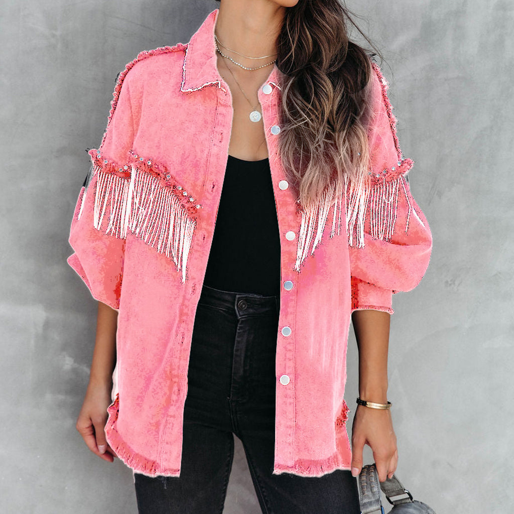 Heavy Industry Chain Rivet Single-Breasted Street Fashion Coat