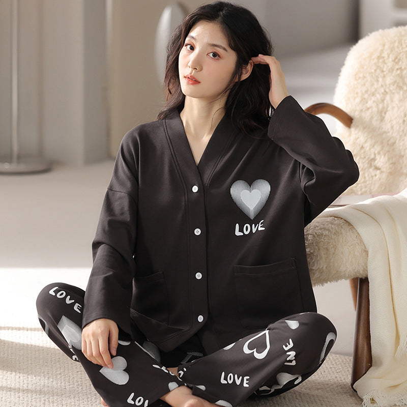 Ensemble pyjama à manches longues en coton pour femme