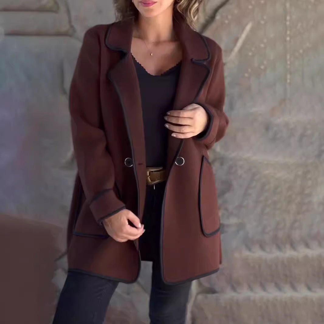 Women's Autumn Winter Elegant Double-Sided Wool Coat with Fur Collar