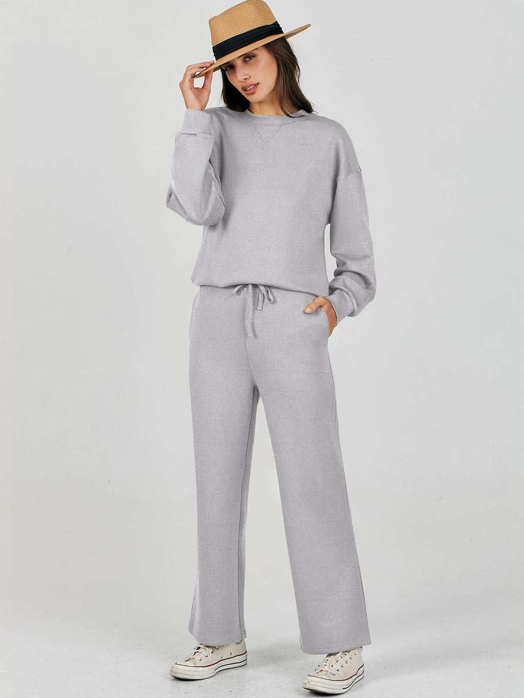 Ensemble de survêtement décontracté en polyester à manches longues pour femme