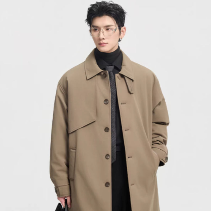 Men's Mid-Length Goose Down Jacket with Detachable Sleeves for Winter