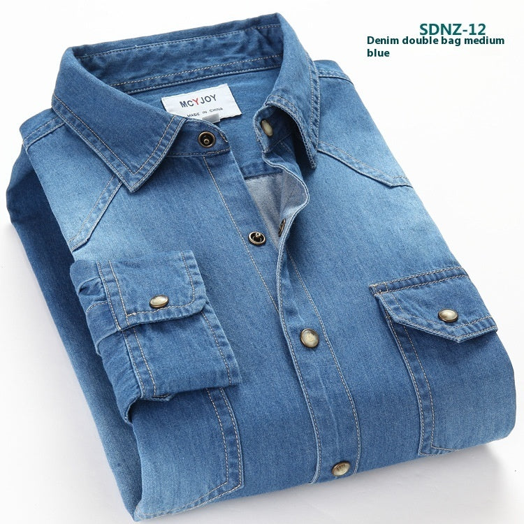 Chemise en jean de coton à manches longues pour homme