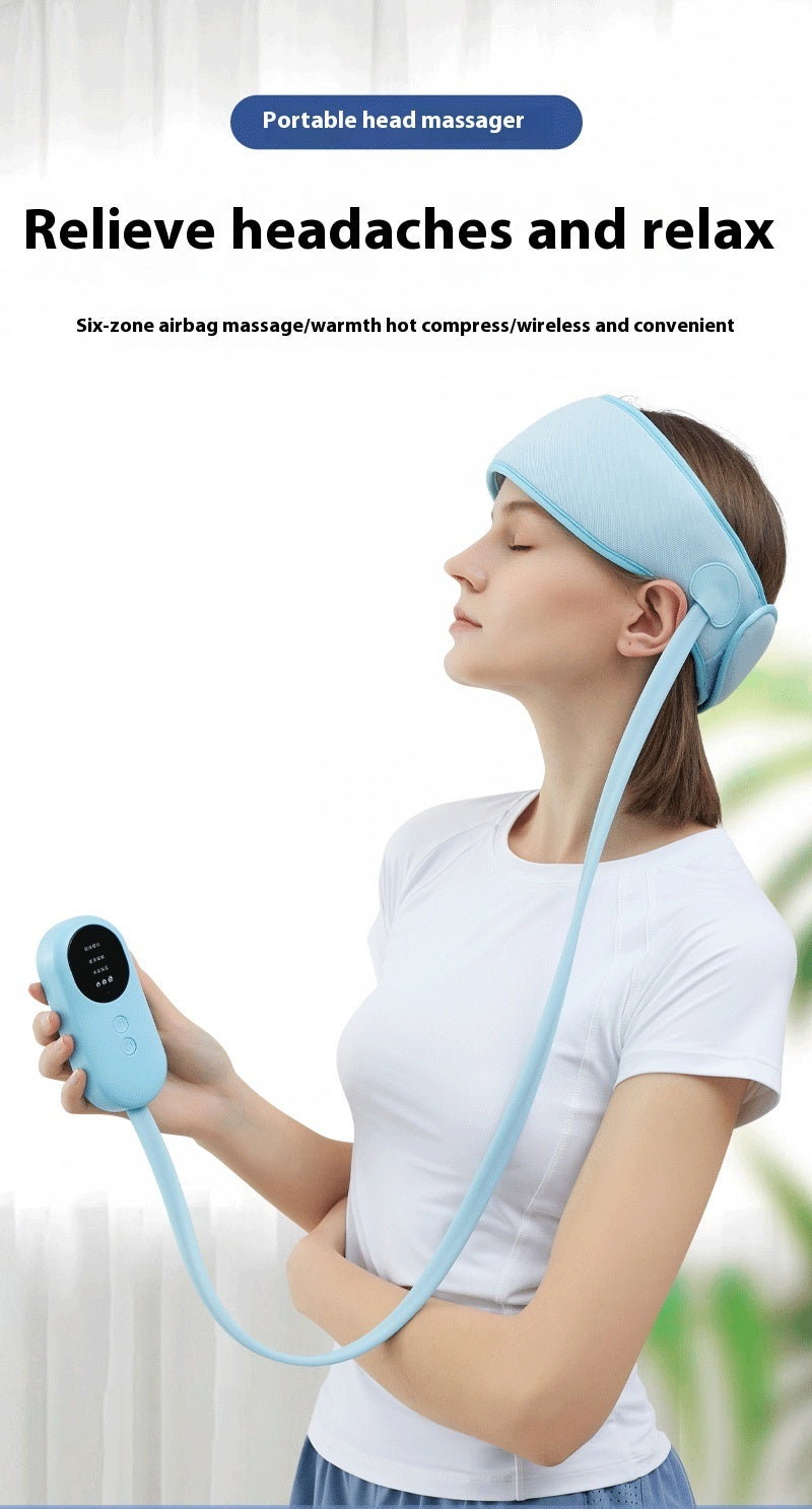Electric Battery Head Massager with Scalp Kneading and Hot Compress Belt