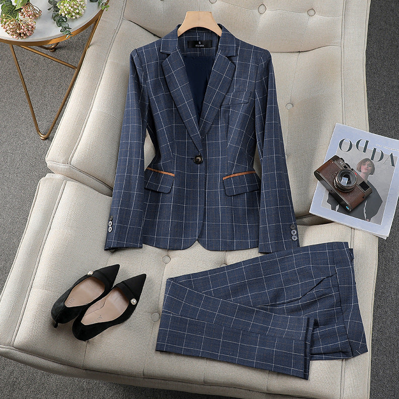 Ensemble élégant pour femme de style britannique à carreaux abricot