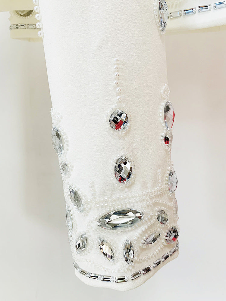 Heavy Industry Beads Diamond Inlaid Short Top Mid-length Two-piece Set